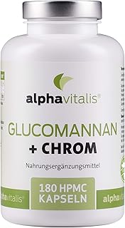 Endlich abnehmen mit Glucomannan + Chrom Kapseln - 4000 mg - 180 Kapseln - ohne Magnesiumstearat - Laborgeprüft - 30 Tage ...