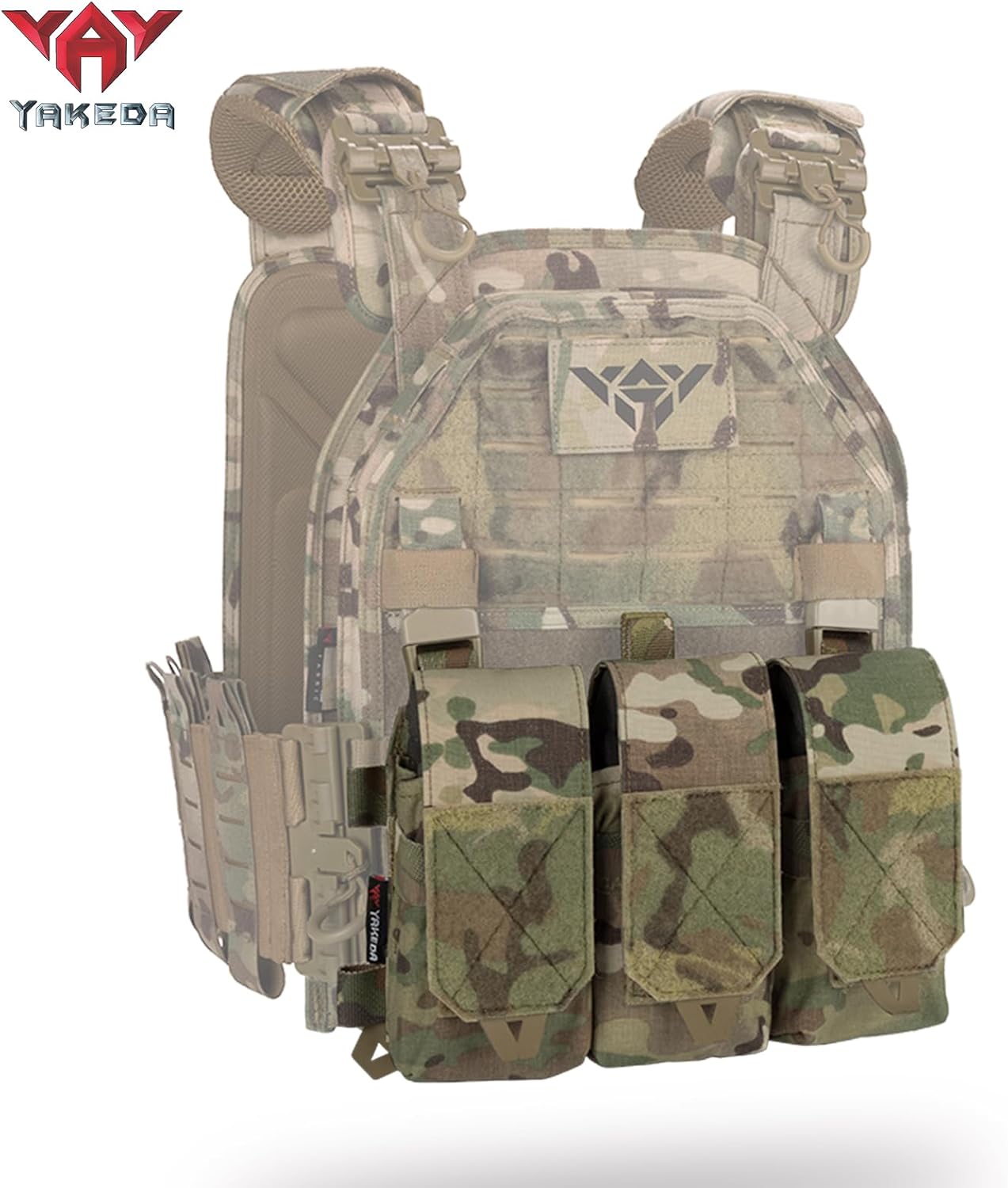 BOMTURN AK/AR Magazine Pouches Quick Release 3 Mag Holder fit 5.56/7.62 * 39/7.62 * 51 with Multi-Function Pocket