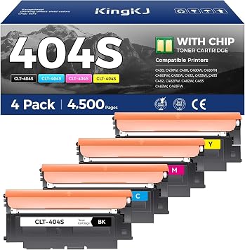 KingKJ CLT-404S 404S Toner Cartridge 4-Pack High-Yield Replacement for CLT-K404S CLT-C404S CLT-M404S CLT-Y404S Compatible with SL-C430 C430W C480 C480W C480FW C432W C433 C482FW C483FW Printer