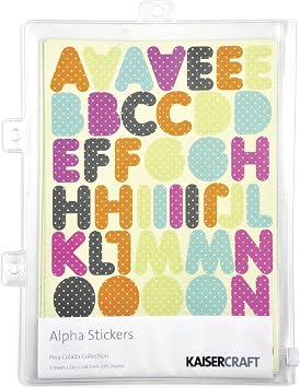Kaisercraft Pina Colada Alpha Stickers 8-1/4-Inch by 6-Inch Sheets 3/Binder Pocket-145 Pieces/Matches Chipboard CB109