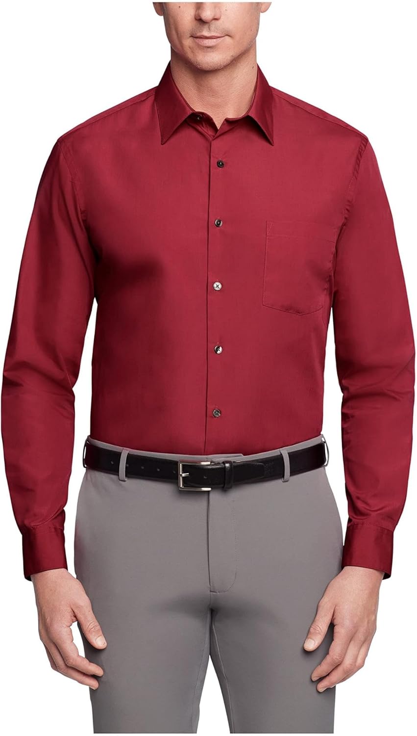 Van Heusen Mens Dress Shirt Regular Fit Poplin Solid