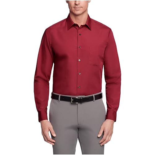 Van Heusen Mens Dress Shirt Regular Fit Poplin Solid