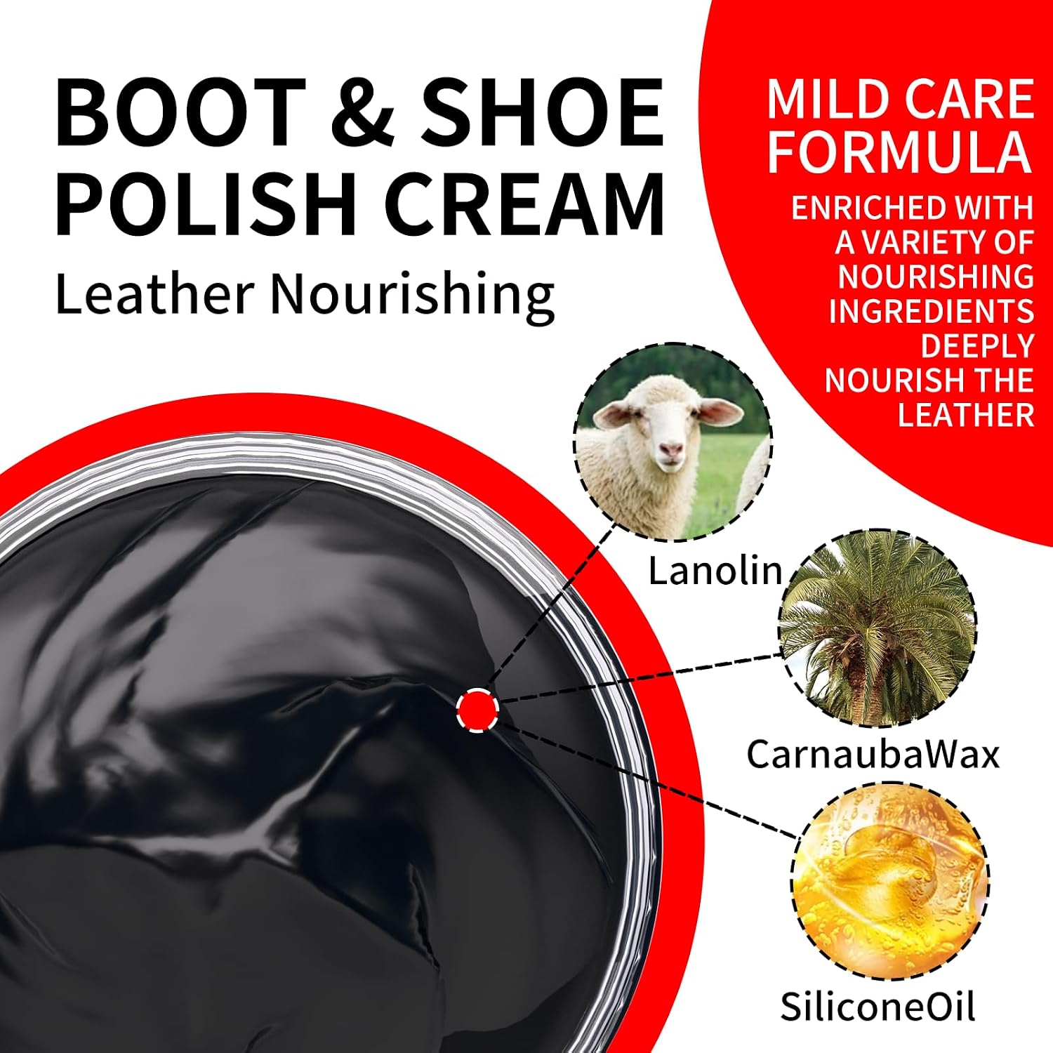 IKI Shoe Polish for Leather - Shoe Shine Kit with Sponge, Applicator - 3.17 Oz Nourish Shoe Cream for Boots and Shoes