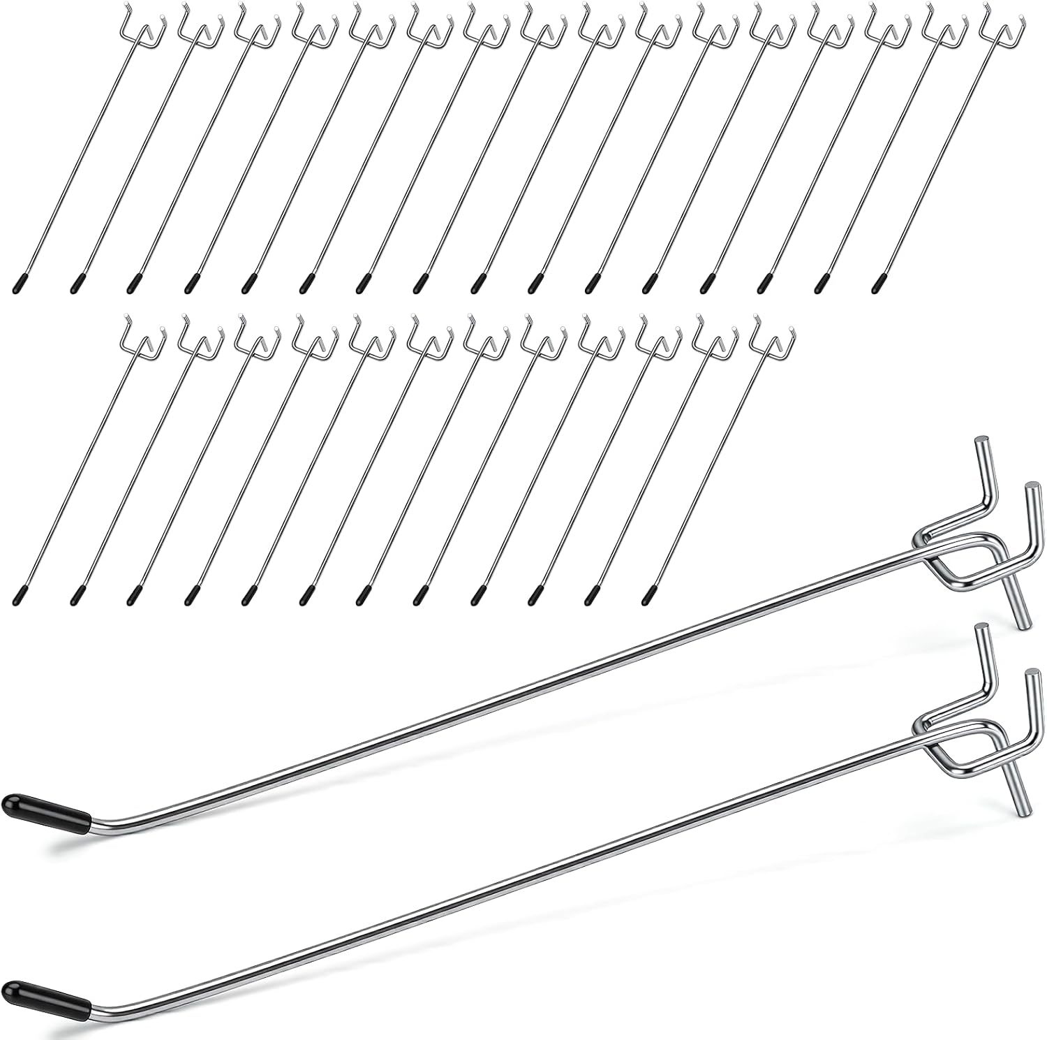 JEAWIWI 30 Pcs Metal Pegboard Hooks, 8 Inch, Fit 1/8 in Peg Board | Peg Board Organizer Accessories for Hanging Storage in Garages, Tool Sheds, Basements, Workshops, and Warehouses
