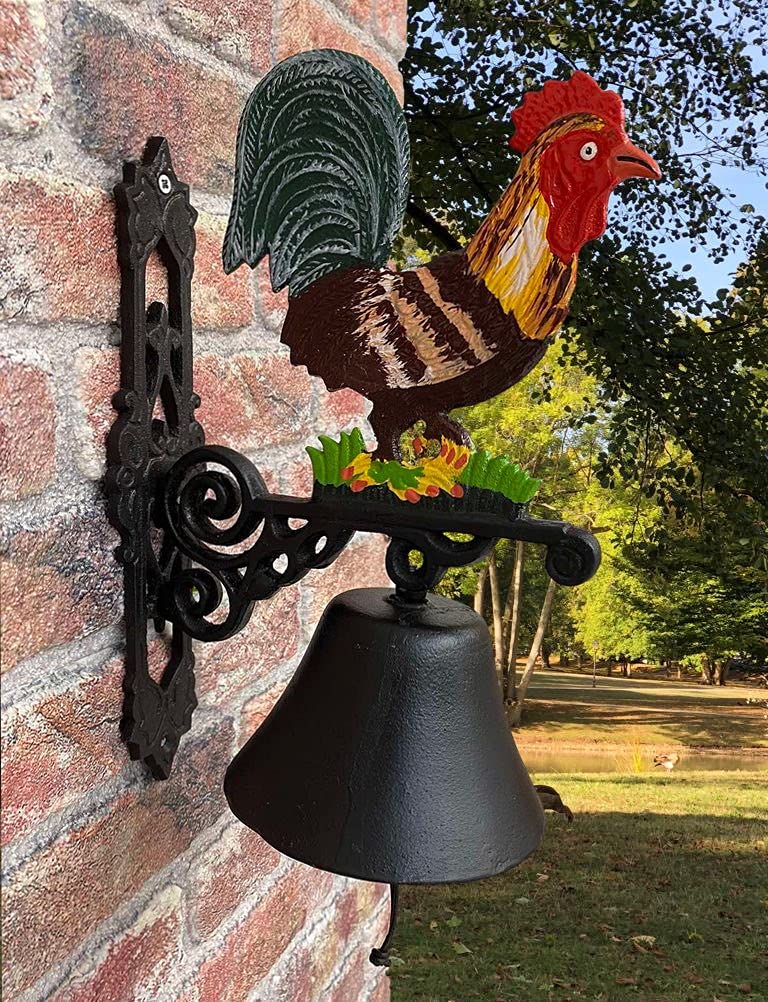 Cloche sonnette d’entrée de maison en fonte déco Coq - 32cm