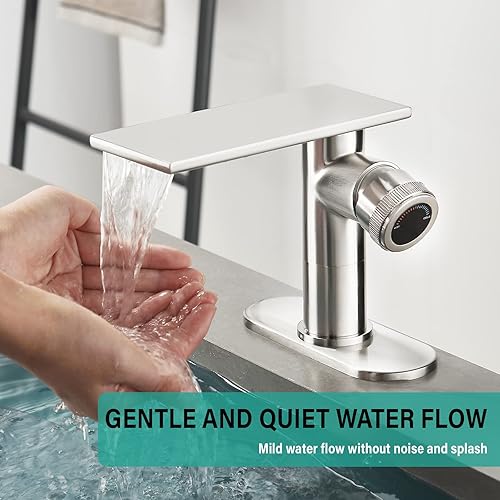 Miniatura 2 de becola Grifo moderno para lavabo de baño, grifo de fregadero de níquel cepillado, grifo mezclador de lavabo frío y caliente de un solo orificio para