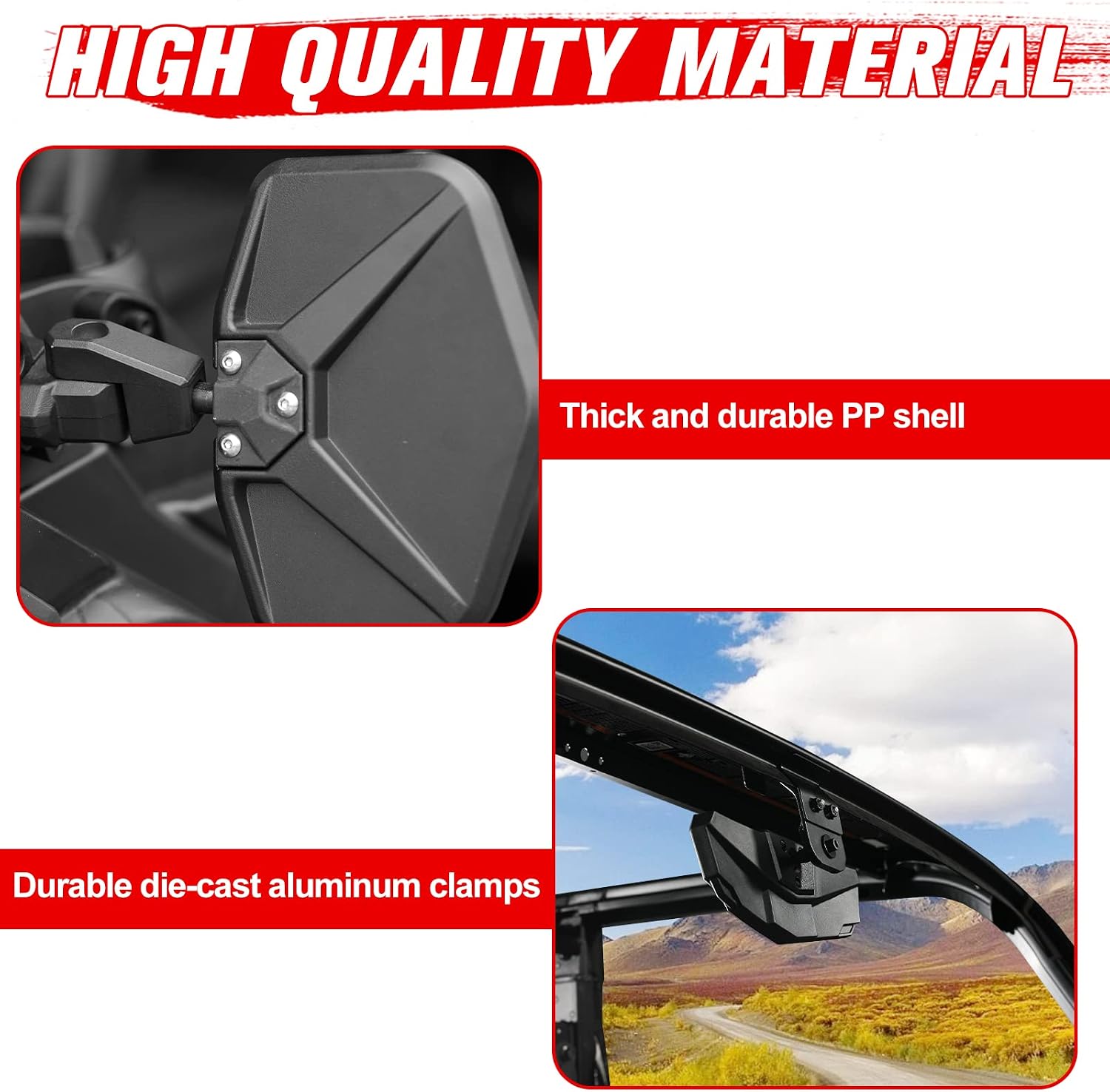 A & UTV PRO Rear View Mirror & Side Mirrors Kit for 2016-2025 Can-Am Defender HD5 HD8 HD9 HD10 Accessories, Adjustable Convex Breakaway Rearview Mirrors, Replace OEM # 715002459, NOT FOR Full Doors