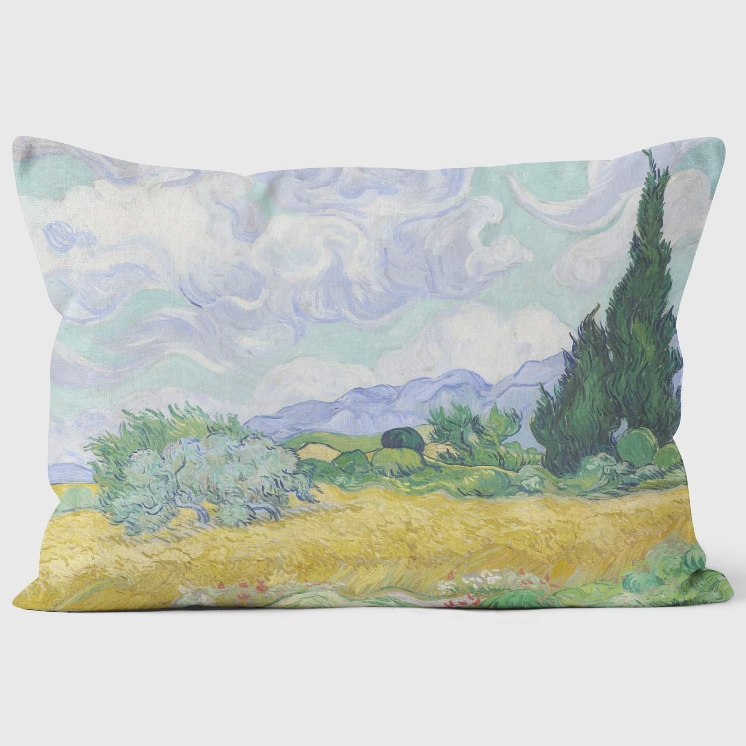National Gallery A Wheatfield, With Cypresses - Vincent Van Gogh Cushion