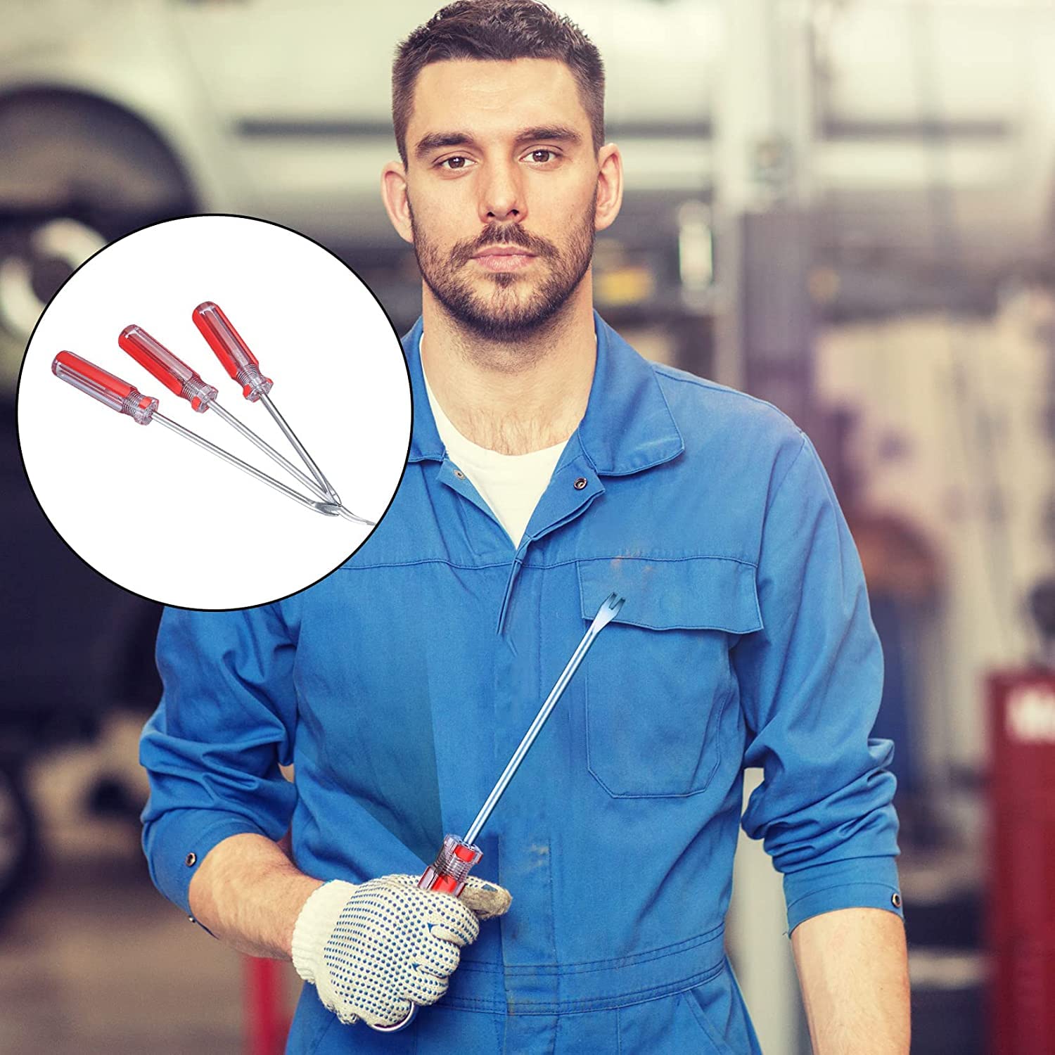 4 Pezzi Kit Rimozione di Graffette per Tappezzeria con Estrattore, Rimuovi Levapunti Graffette, Rimozione Clip Pinza, Rivetti Clip Pinze Fastener Remover Puller Tool Kit
