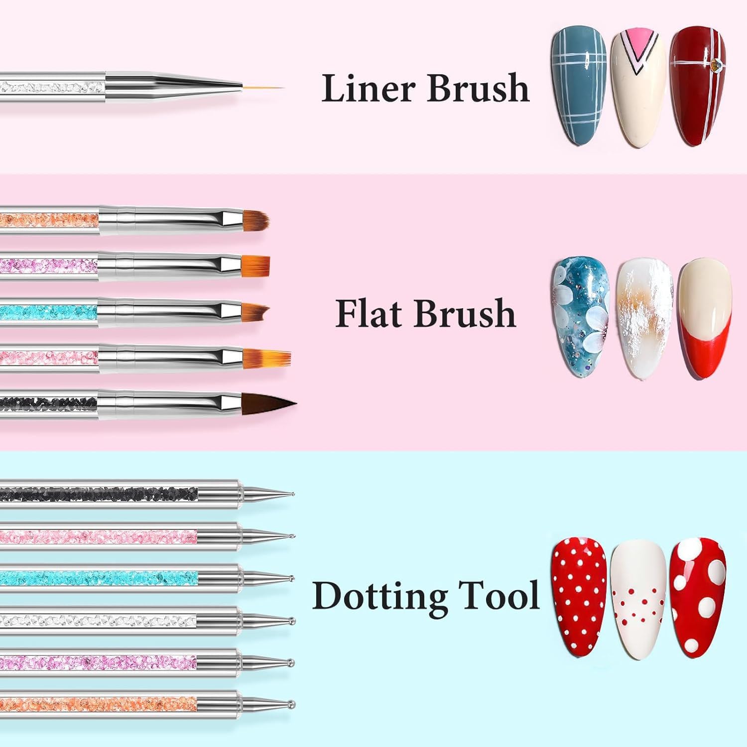 Nail Art Brush & Crystal Cup Set, 6Pcs Double-Ended Nail Brushes with 4Pcs Glass Dappen Dishes, Manicure Tools for Acrylic Liquid, Powder & Gel Polish Application-Purple