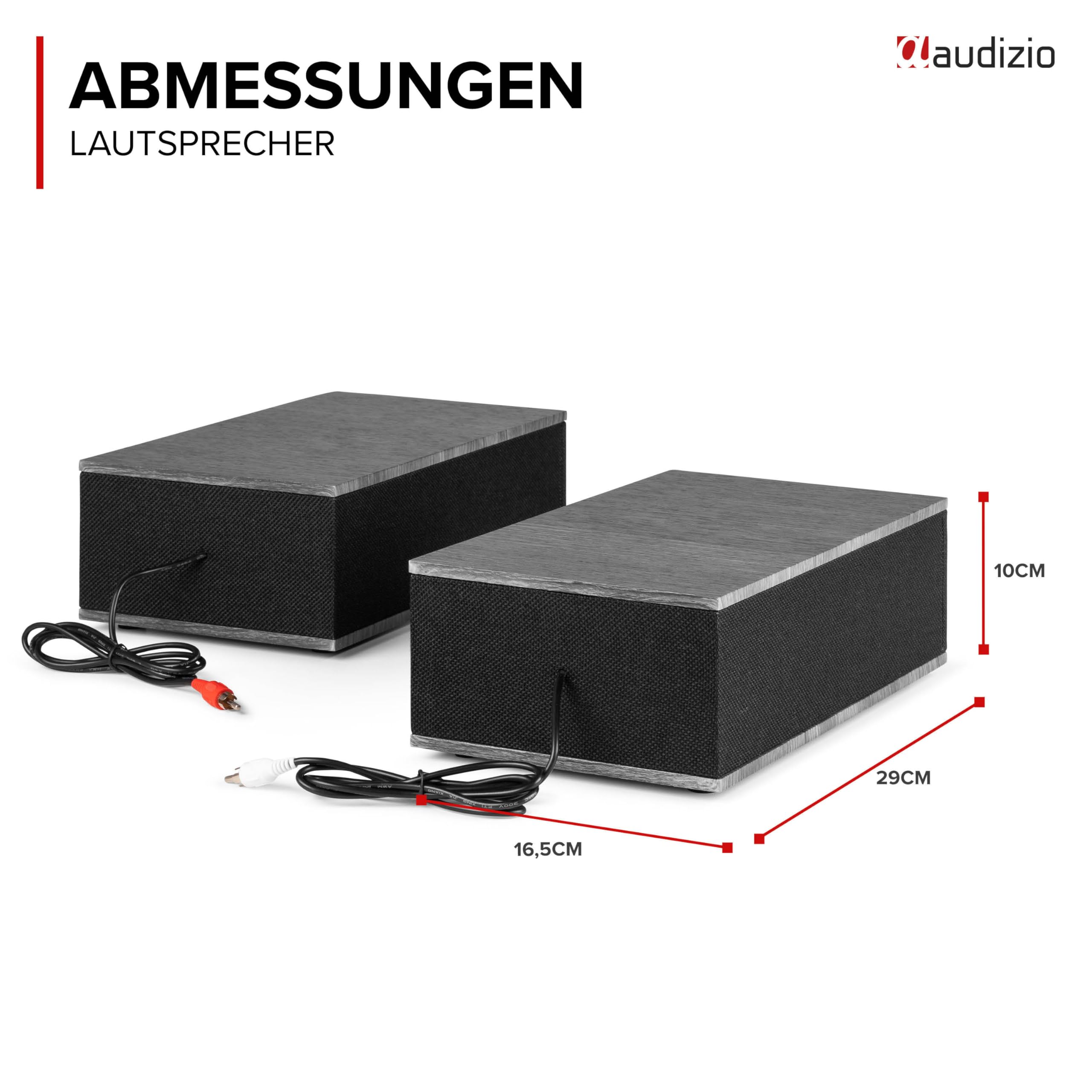 Audizio Tupelo - Plattenspieler mit Lautsprecher & Bluetooth, Schallplattenspieler Set mit Verstärker, 3 Gang (33/45/78 RPM) - 120 Watt Vinyl Player mit 2 Stereo Lautsprecher, Gramophon - Schwarz