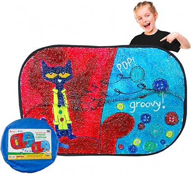 Reversible Sequins Pete the Cat Groovy Buttons Wall Sensory Fun Toy, Jumbo Size 40 x 27 Inches