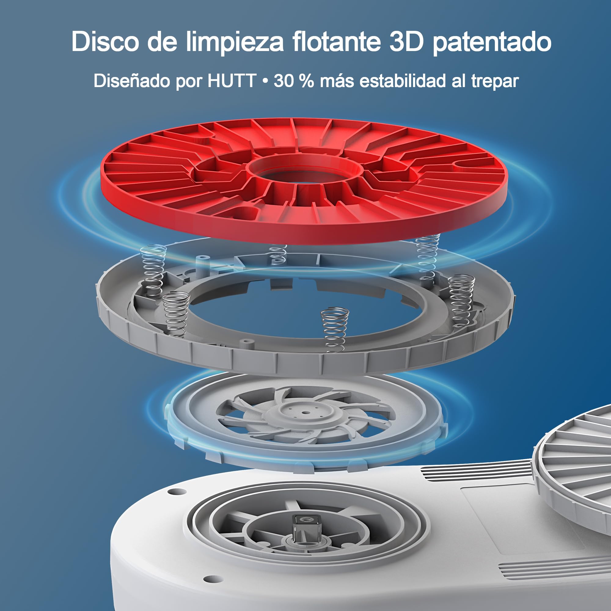 HUTT S55 Pro Robot Limpiacristales con Almohadillas 3D Flotantes, Succión hasta 6500Pa, Pulverización HydroJet, Navegación Slam 4.0, Depósito 80ml, Sistema de Seguridad Multicapa