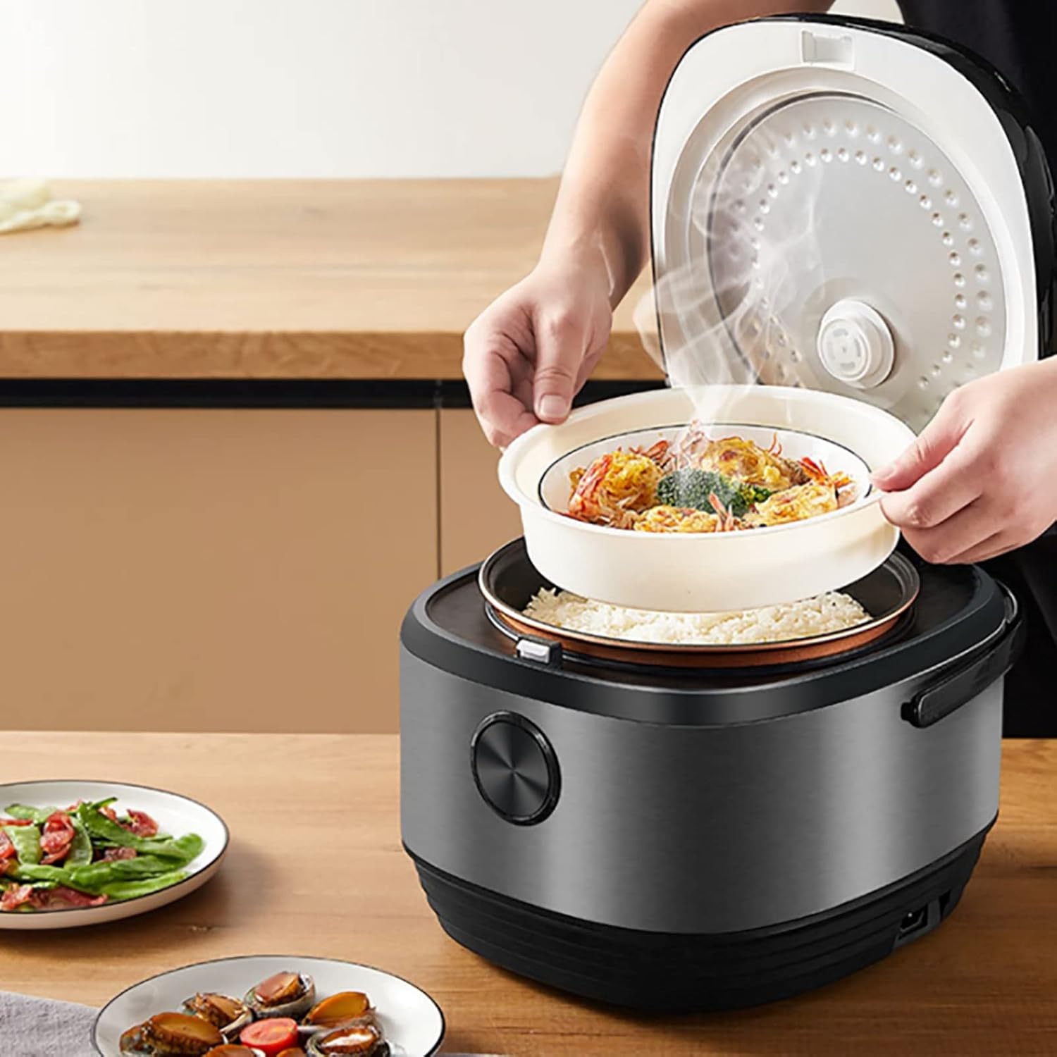 Rice Cooker (3/5L) Household Multifunctional Rice Cooker, Non-stick Inner Liner, 24H Appointment, for 2-8 People 220-240V US/EU/UK(5L)