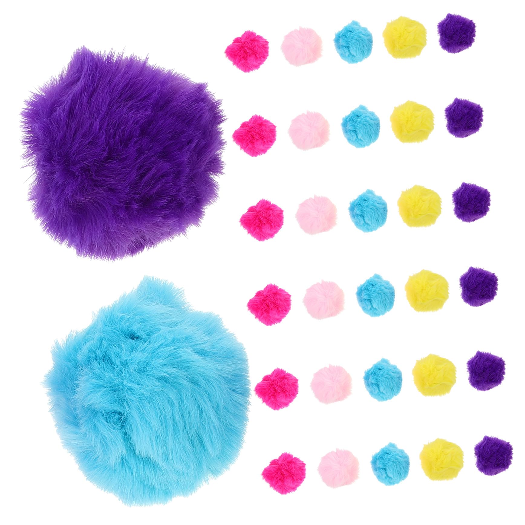 HOMSFOU 50 Pompons en Peluche Colorés 8cm, Boule Duveteuse Imitation Poil de Lapin, Accessoires pour Chapeau, Couture et Loisirs Créatifs