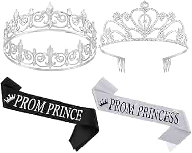 Amazon.com: Saintrygo Prom Prince Princess Crown Set with Sashes