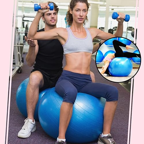 Miniatura 6 de Jerify Pelota de ejercicio inflable de 3 piezas para embarazo, pelota de pilates, bola de núcleo, equipo de entrenamiento con bomba y enchufe para