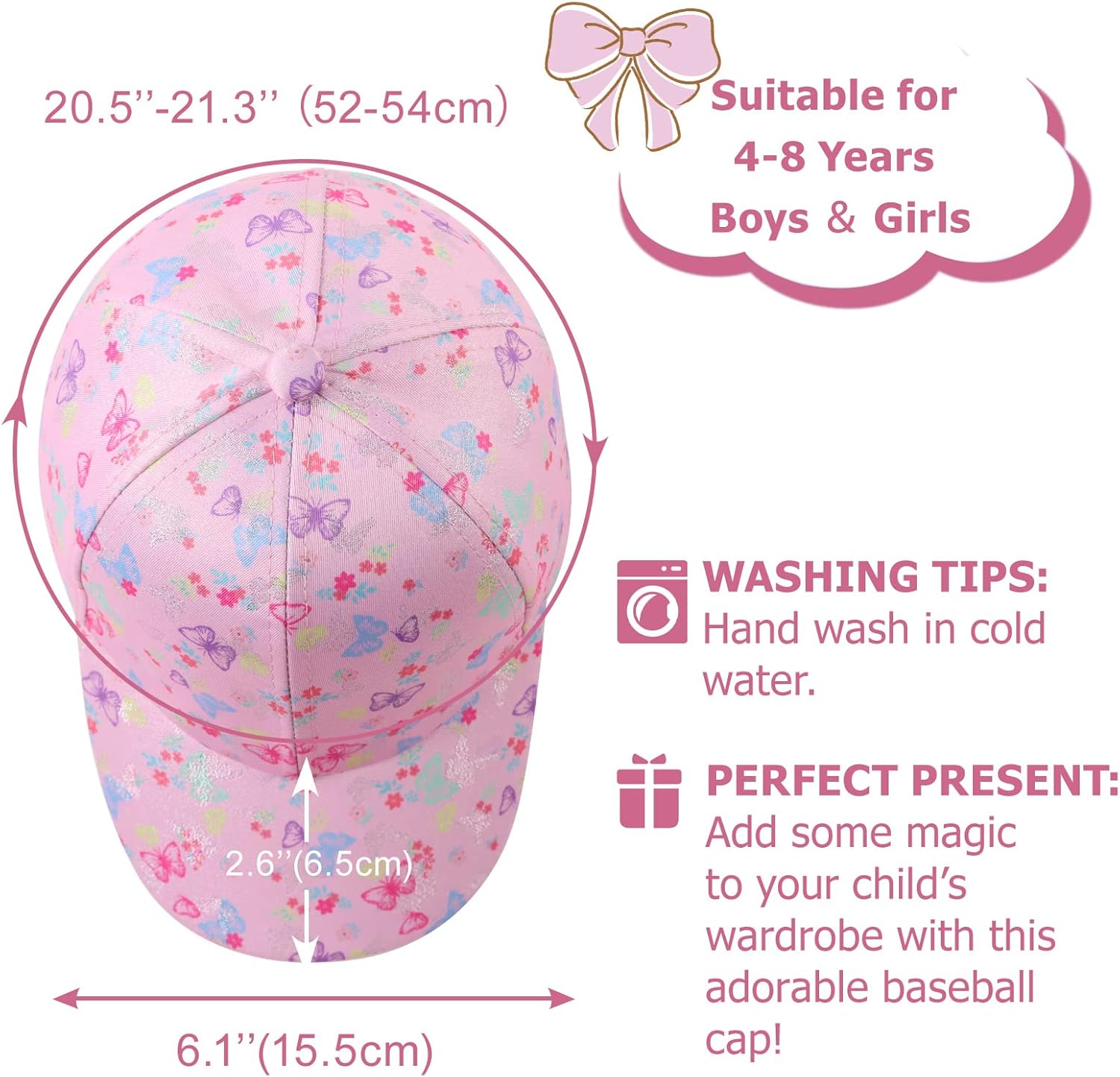 Girls Baseball Cap Kids Cute Sun Hat Adjustable Trucker Hats Toddler Rainbow Floral Ponytail Caps Spring Summer - Image 6