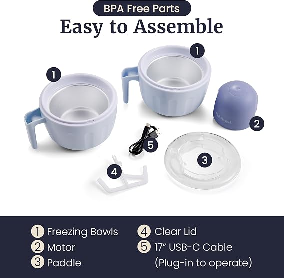 Elite Gourmet Americana Pint Perfect EIM1205DB Dual 1/2 Quart Mugs, Periwinkle