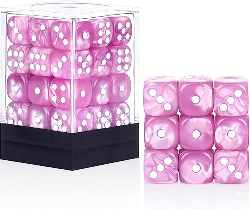 Miniatura 172 de Juego de 36 dados mini de 0.472 in, 6 caras, juego de dados con patrón de perlas, 6 dados estándar para Yahtzee, Bunco o enseñanza de matemáticas