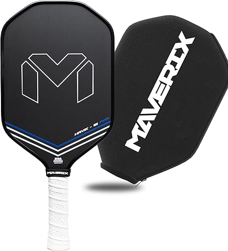 Maverix Havik -16 Fibra de carbono profesional Híbrido - Termoformado Pala de pickleball diseñada para potencia, giro y control con fibra de