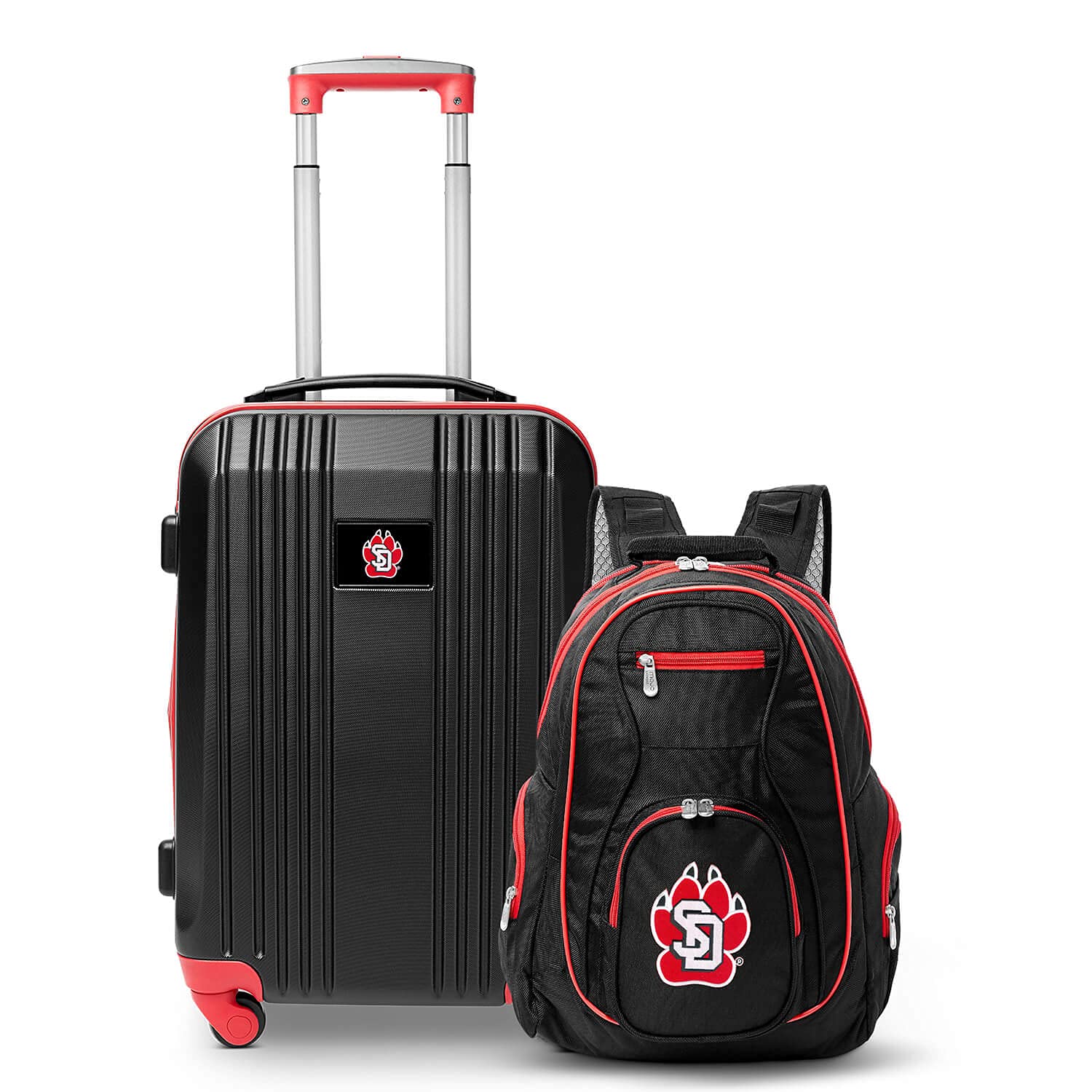 University of South Dakota Coyotes 2-Piece Luggage Set, Includes 21-inch Two-Tone Hardcase Spinner and 19