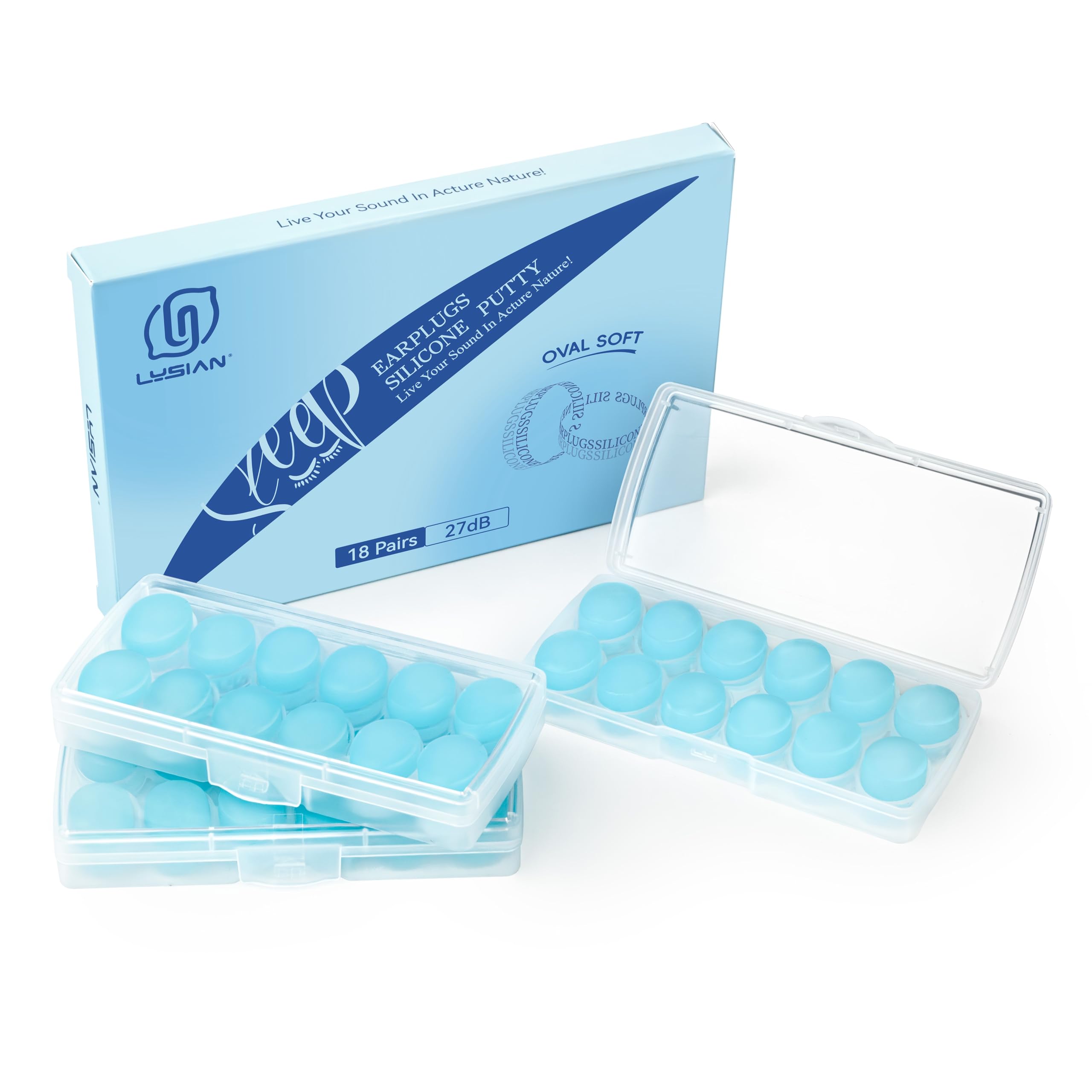 LYSIAN 27dB Moldable Silicone Ear Plugs for Sleep and Swim, 6 Pairs, Blue — Amazon image 10
