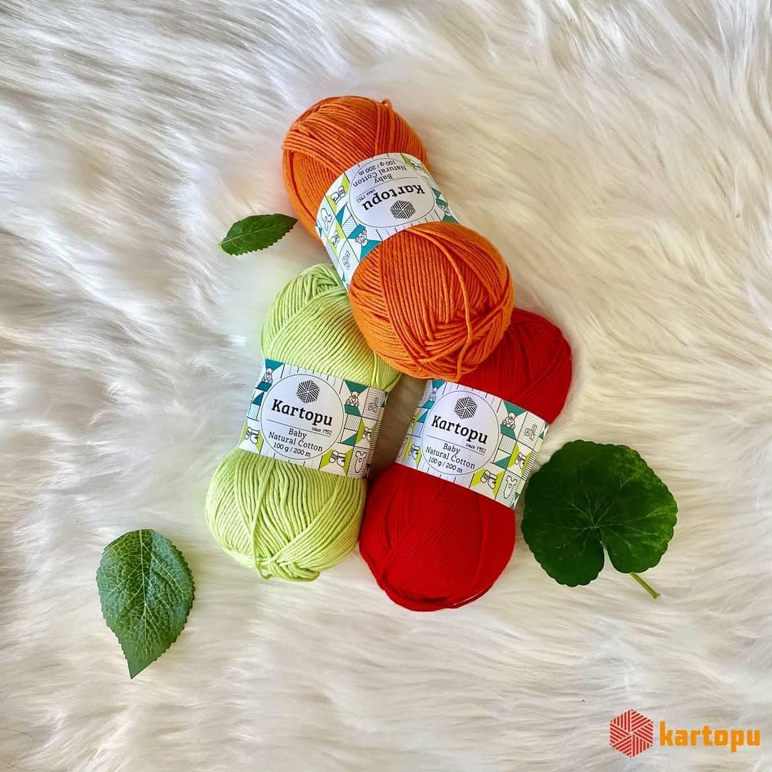 Kartopu Baby Natural Cotton,Cotton Yarn,Baby Knitting Yarn,Structure Very Soft,(4Balls) Each Skein(Ball) 3.53 Oz (100g) (Phosphorus Yellow 333)