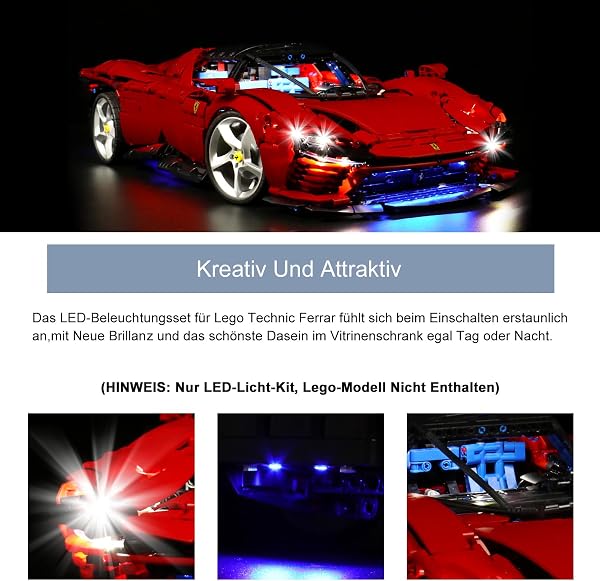 Set di luci a LED per Lego 42143 Ferrari Daytona SP3 (No Lego), set di illuminazione decorativa per Lego Technic Ferrari Daytona Supercar giocattolo creativo - 2