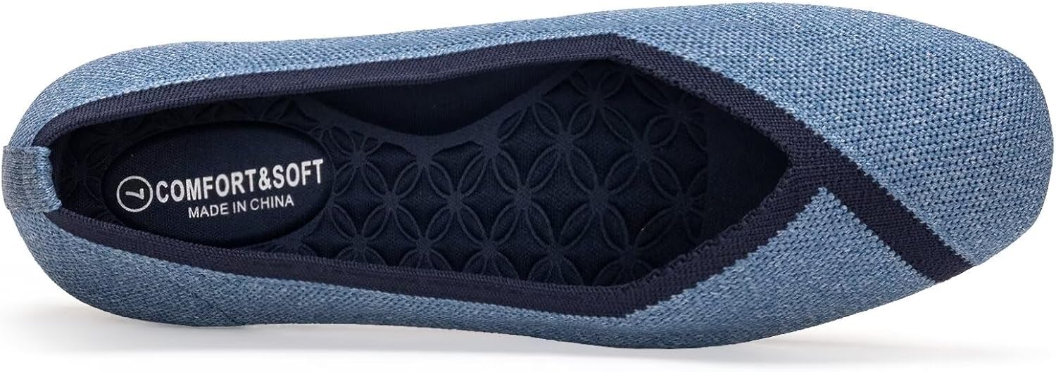 Frank Mully Womens Square Toe Flat Shoes Comfortable Knitted Flats Work Flats for Woman - Image 7