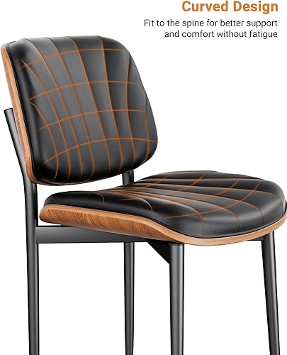 Miniatura 9 de Aowos Juego de 4 sillas de comedor, modernas de mediados de siglo, tapizadas de piel sintética, con patas de madera de fresno, asientos cómodos para