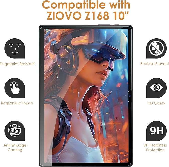 Protector de Pantalla de Vidrio Templado Hianjoo para ZIOVO Z168 10 Pulgadas 2 Unidades miniatura 3