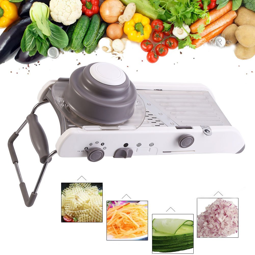 Mandolina de cocina de acero inoxidable ajustable Mandolina para verduras rallador para picar, picar, picar, picar, picar y pelar la fruta rebanadora