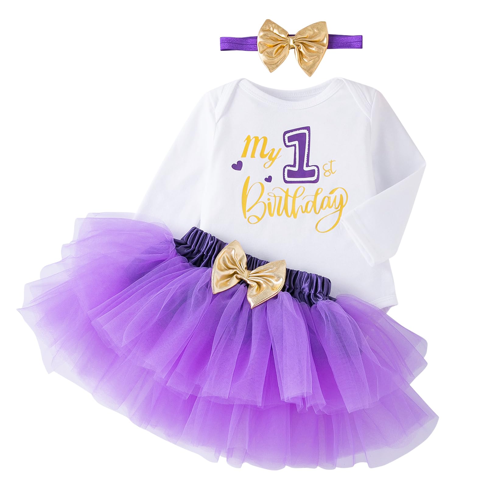 Winmany Baby Mädchen 1. Geburtstag Tutu Rock Set Langarm Strampler Erster Geburtstag Smash Cake Kostüme Partei Kleid Set