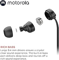 Vista 5 de Motorola Earbuds 3-S - Auriculares con cable con micrófono, auriculares intrauditivos con cable, cómodos auriculares de silicona ligeros, cable