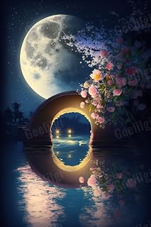 IEFSCAY Sleep Aid Wall Poster Art & Bridge at Night - Framed Poster Oil Painting HD Printed Canvas Wall Decoration - for Beautiful Bathroom Decor Dining Room Decor 8X12inch