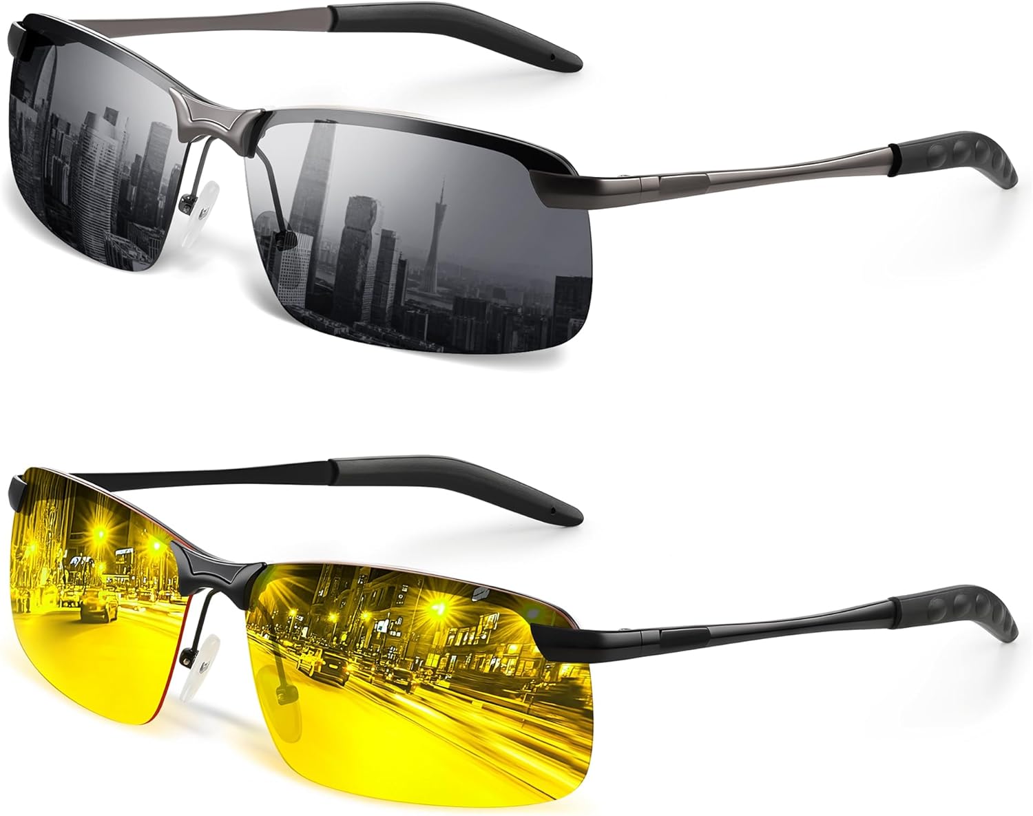 Night Driving Glasses For Men Night Vision Glasses Anti Glare Glasses Anti Headlight Glare For Commute & Long Drives