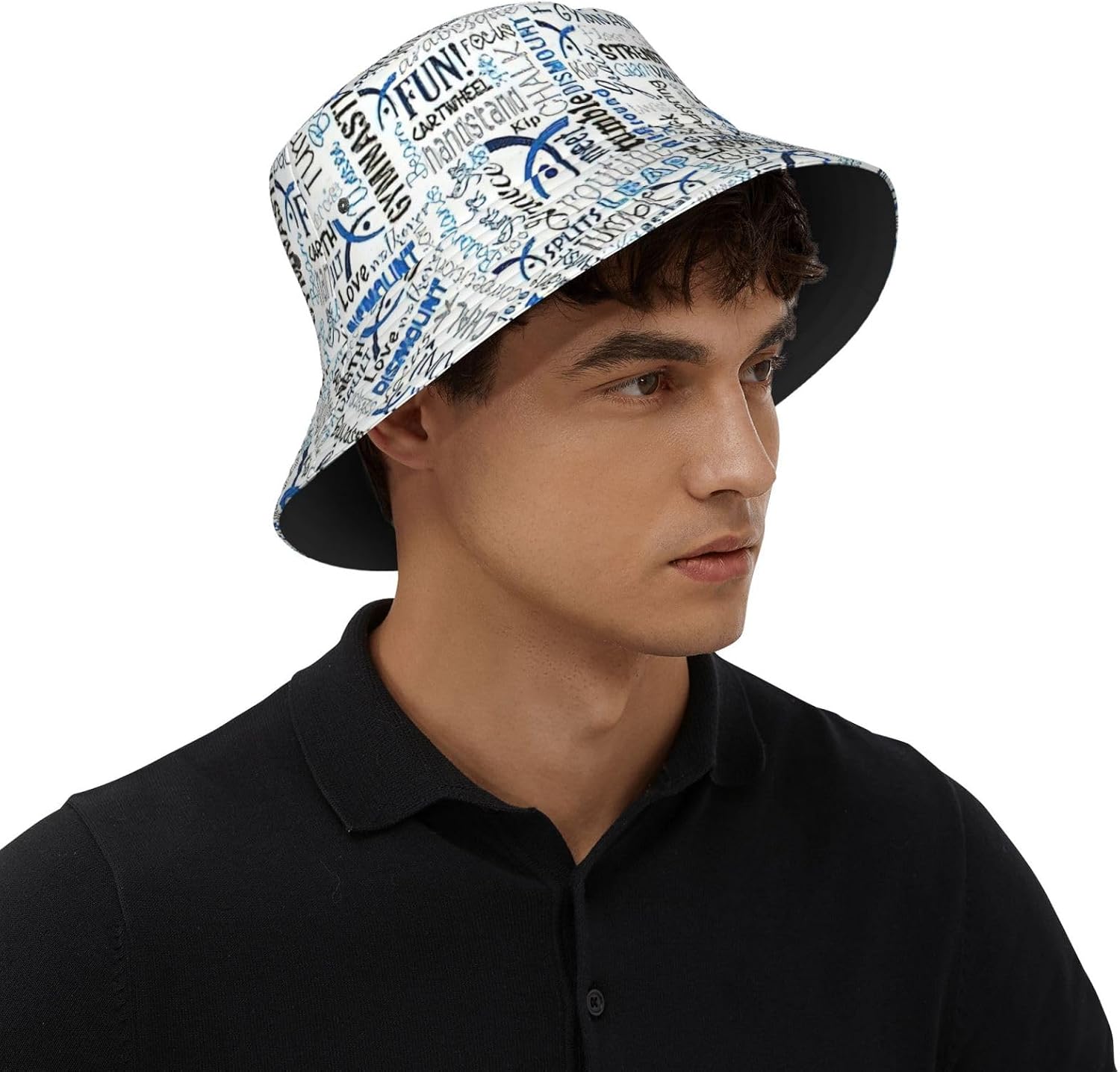 Gymnastics Blue Print Bucket Hat for Men Women,Fun Sun Hats,Fisherman Outdoor Summer Travel Hiking Cap