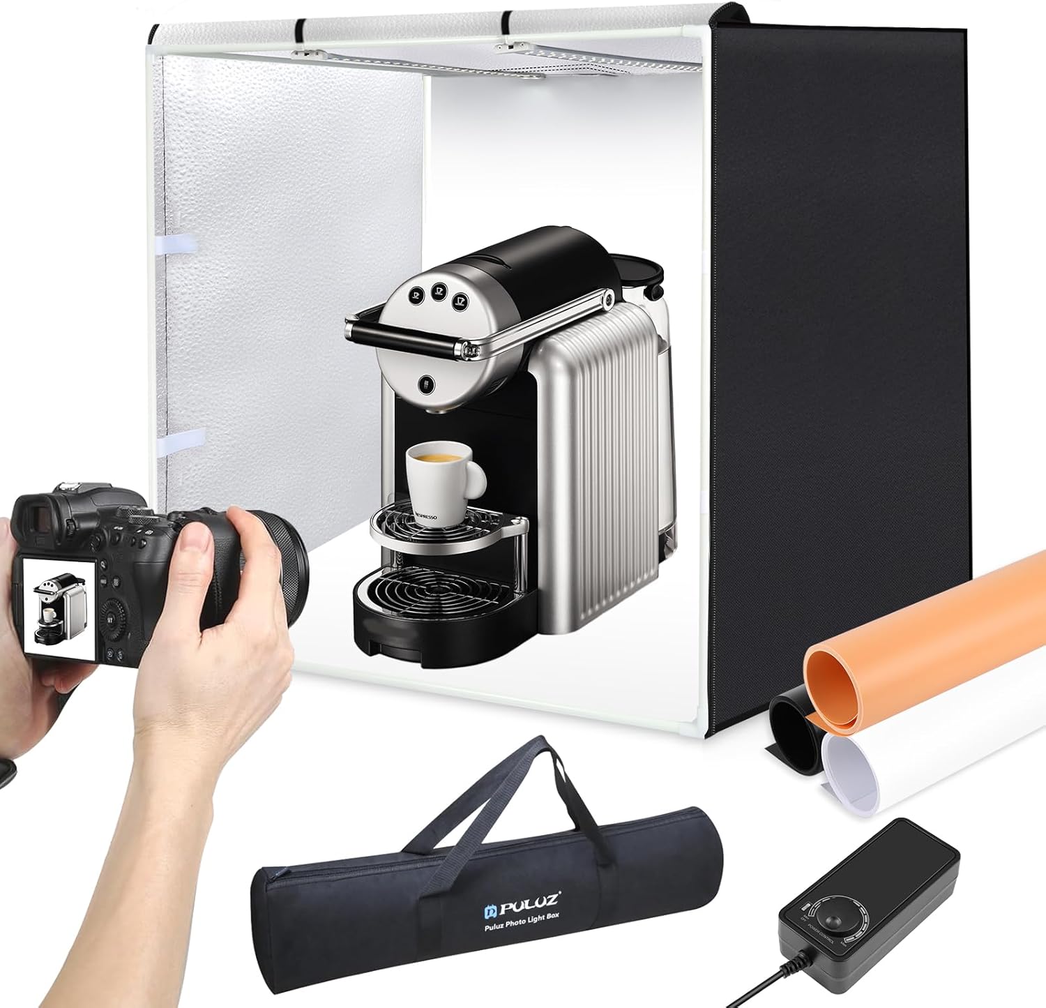 PULUZ Photo Studio Light Box for Photography:32"x32" Large Photo Light Box with 156 LED Beads,80W 9050LM,Professional Photo Booth Shooting Tent Kit with 3 Color Backdrops for Product Photography