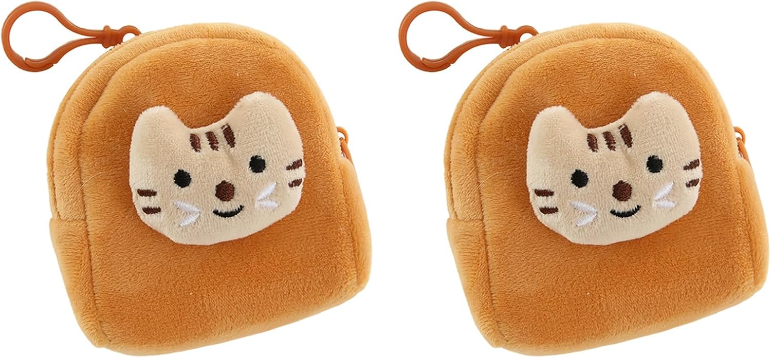 Round Plush Coin Bag Everyday Carry Essential Miniature Size for Small Item Storage Keychain Purse