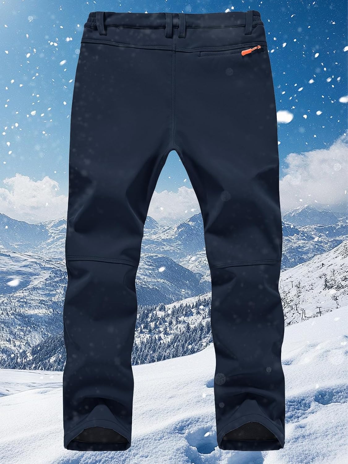 SPOSULEI Mens Ski Waterproof Insulated Pants Fleece Lined Softshell Snow Hiking Snowboard Outdoor Pants with Zipper Pockets
