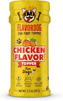 Flavor God Dog Food Topper for Picky Eaters, Chicken Flavor 3.3 Oz | Low-Calorie Dog Food Toppers for Dry Food - Large, Medium, Small Dogs Appetite Stimulant - Dog Meal Sprinkle Topper
