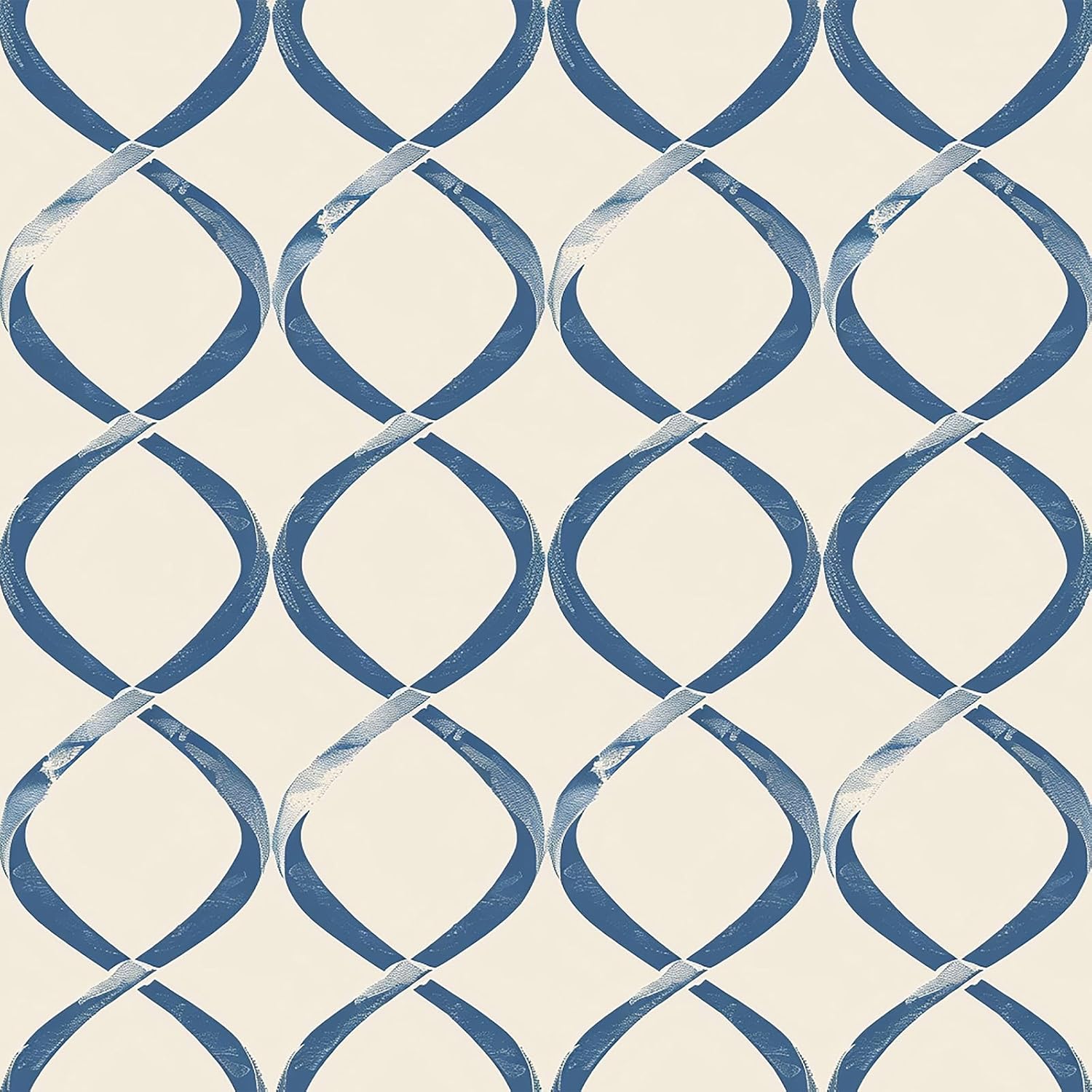 VEELIKE Blue Ogee Trellis Geometric Peel and Stick Wallpaper Modern Art Deco Wallpaper for Bedroom Bathroom 17.7''x354'' Renter Friendly Self Adhesive Abstract Wall Paper Geometric Contact Paper