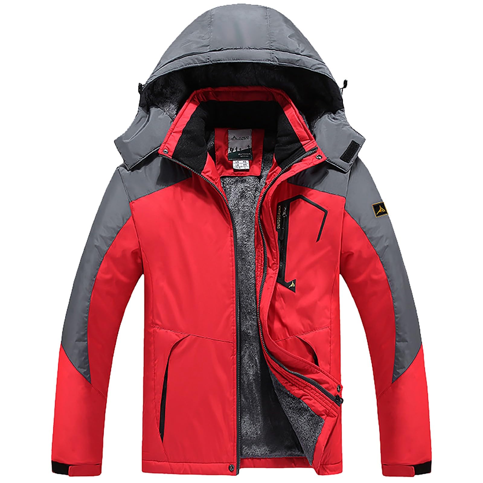 Herren Skijacke Atmungsaktiv Warm Gefüttert Winterjacke mit Kapuze Snowboardjacke Wasserdicht Outdoorjacke Herren Winter Fleecejacke Warm Jacke Softshelljacke Atmungsaktiv Outdoor Funktionsjacke