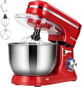 VIVOHOME 4.75 Quart Stand Mixer, 8-Speed Kitchen Electric Food Mixer, Red