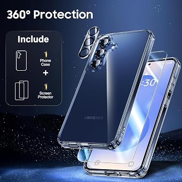 for Samsung Galaxy S26 Case Clear,S26 Case with Screen Protector & Camera Protector,Slim Shockproof Anti-Yellow Transparent Cover for Samsung S 26 Phone Cases 5G 2026
