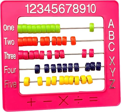 Plastic Abacus Learning Toy, Colourful Beads, Count Add Subtract Multiply Divide, Unisex, 18 x 16 cm