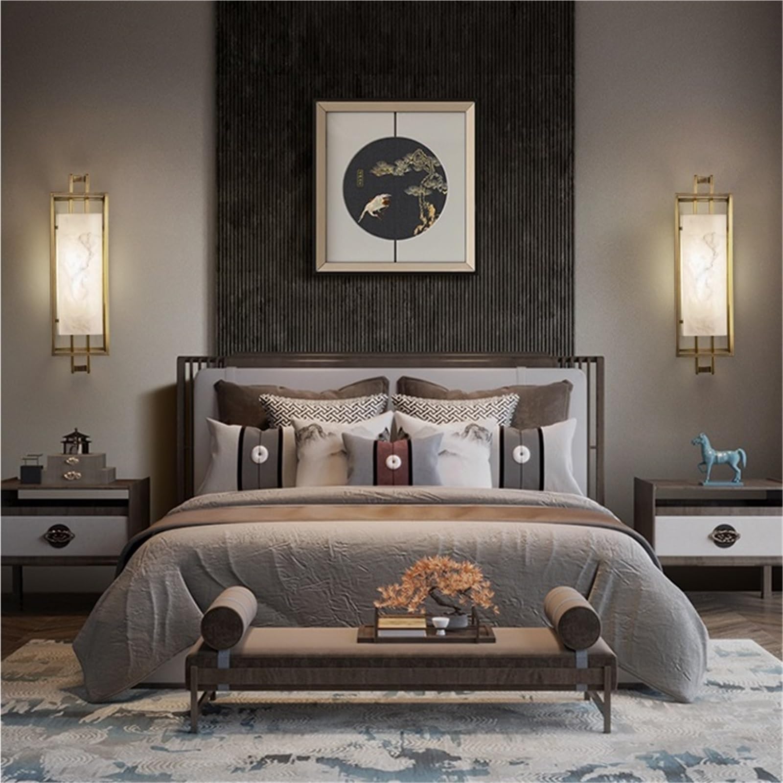 Decorazioni da parete Luci decorative della lampada del corridoio comodino in marmo di rame pieno camera da letto per la lettura
