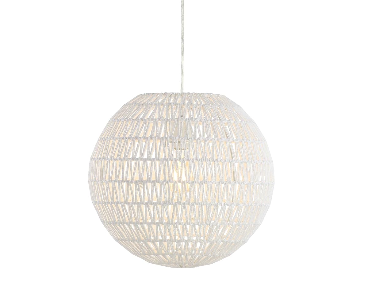 JONATHAN Y Luna Pendant Light, 15.7in Woven Rattan, Dimmable, Adjustable,