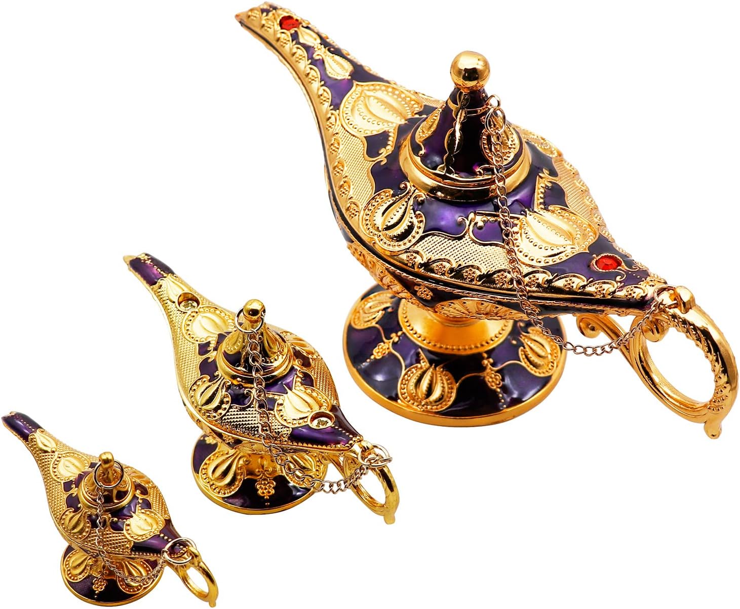 Hsiwto Pack of 12 Aladdin Magic Genie Lamps - Classic Vintage Magic Genie Light Costume Lamp for Home Wedding Table Decoration, Tiny Size, Purple